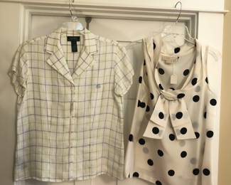 Ralph Lauren linen blouse, Michael Kors silk polka dot tank