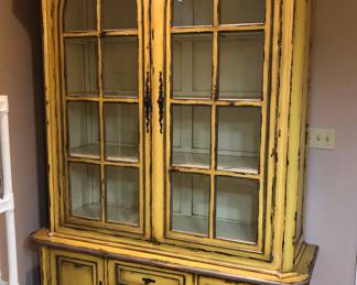 BIG yellow hutch (display cabinet) - 63”L, 22”D, 88”H