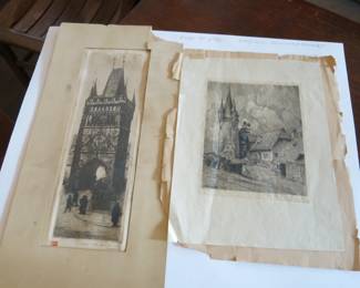 Antique European Etching Lot of 2