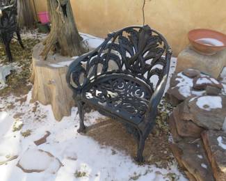 Black Cast Iron Patio Chair Pair