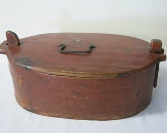 19th C. Swedish Oval Red Bent Wood Box