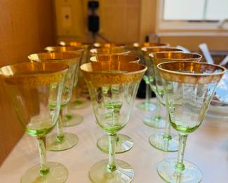 Tiffin Green Stem Ware