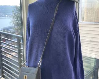 Real Clothes Salon Z Cashmere Blend Sweater Size 1X * New Talbots Gray Leather Purse * Wool Hat

