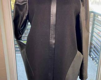 Ladies Lafayette 148 Leather / Wool Long Coat * XL

