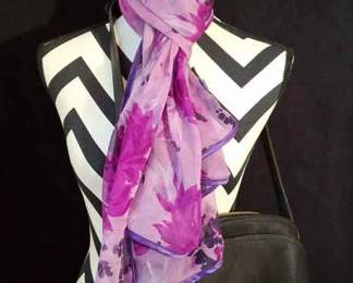 Authentic Coach Leather Purse Handbag * Purple Floral Bernie Of New York 100% Silk Scarf

