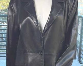 J Percy for Marvin Richards Black Leather Ladies Coat * XL * USA Made
