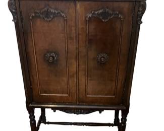 Antique Bar, doors and lid open, treats inside