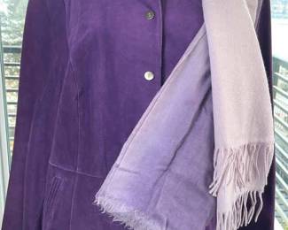 Bernardo Purple Suede Jacket 1X * Cashmere Nordstrom Scarf * Eileen Fischer Scarf
