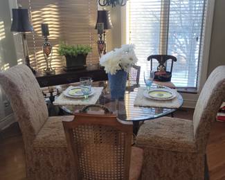 Darling antique glass top kitchen table - brass base