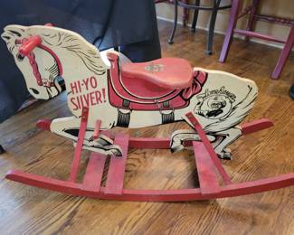 Antique 'The Lone Ranger' Silver rocking horse