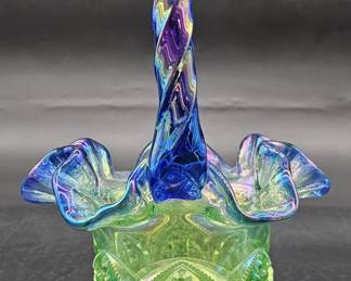 Fenton Art Glass Basket w/ Ruffled Rim