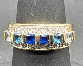 925 Vermeil & Multi Stone Ring, Size 6, TW 5g