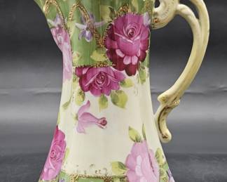 Antique Porcelain Chocolate Pot w/ Roses