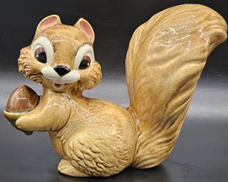 Vintage Ceramic Squirrel Figural Piggy Bank