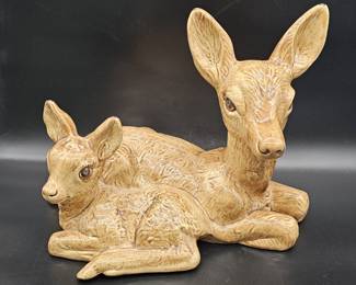 Ceramic Doe & Fawn Figurine