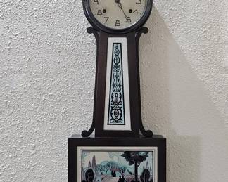 New Haven Chime Banjo Wall Clock w/ 2 Keys