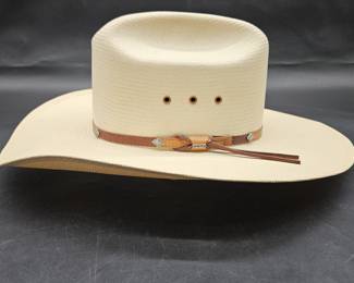 Stetson White Straw Cowboy Hat, Size 6 3/4