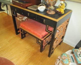 Second Asian carved desk with stool