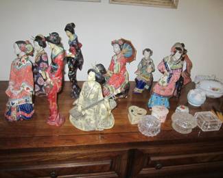 Collection of female Asian statues