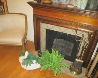 Portable fireplace and tools - swan planter