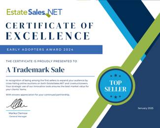 Certificate of Excellence Top Seller Award!