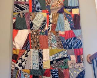 beautiful colorful folk art quilt w wood hanging rod ($100)