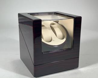 JQueen Automatic Watch Winder | Elegant box with space for two watch storage and maintenance. - h. 8 x l. 7 x d. 7 in