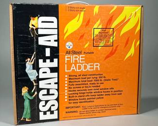 Escape-Aid Fire Ladder | All steel portable fire ladder - w. 14.5 x l. 19 x d. 4.5 in (in box)