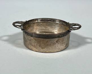 GERMAN 800 SILVER DISH | 800 or Continental Silver round dish, marked “800 WTB HEINR SCHNEIDER” 1.7 ozt. - h. 1.5 x dia. 5 in
