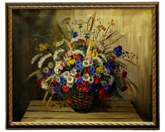 Signed Floral Still Life Oil on Canvas