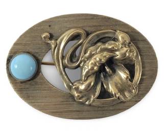 Alluring Art Deco Gemstone Brooch