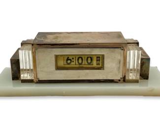 Art Deco Lawson Silver & Marble Mantel Clock