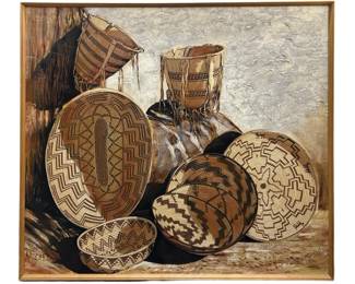 Signed Stan Natchez Shoshone Basket Oil on Canvas