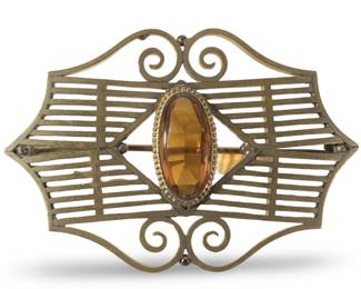 Excellent Art Deco Gemstone Brooch