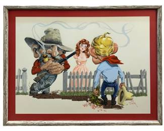 Signed Larry Toschik “Farmer’s Daughter" Gouache