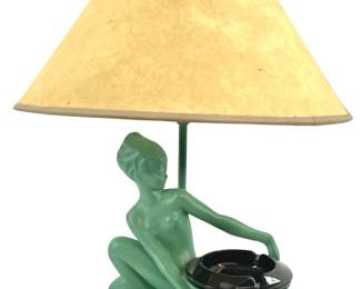 Vintage Frankart Teal Painted Ashtray Lamp