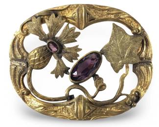 Sublime Art Nouveau Floral Gemstone Brooch