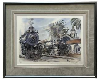 Signed Wentworth D Folkins Santa Fe Railway Print
