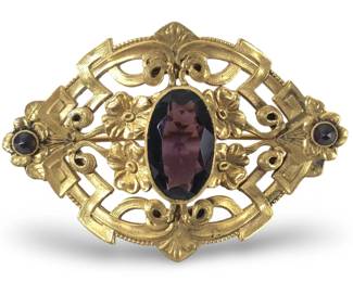 Remarkable Art Deco Floral Gemstone Brooch