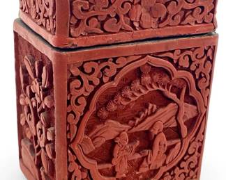 Carved Kaminski Cinnabar Box