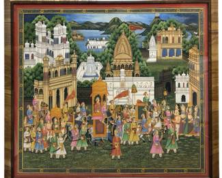 Vintage Indian Hand Painted Gouache Painting