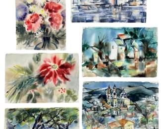 Signed Effie Rogers Bowie Watercolor Paintings