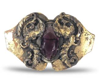 Art Nouveau Figural Amethyst Gemstone Brooch