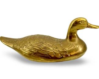 Vintage Brass Duck Sculpture