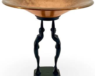 Copper Frankart Dish on Figural Stand