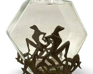 Art Deco Bronze Frog Mounted Fish Tank