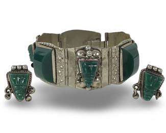 (3pc) Taxco Sterling Silver Bracelet/Earrings Set