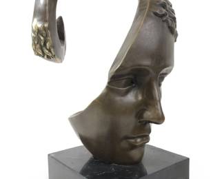 Salvador Dali Abstract Bronze Face Sculpture