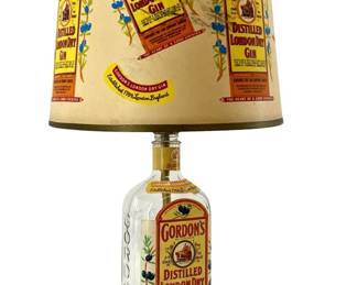 Gordon’s Gin Bottle Lamp w/ Decoupage Shade