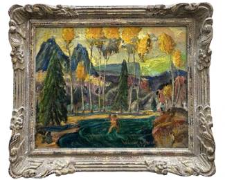 Signed Walter Bailey “Fly Fisherman" Oil on Canvas